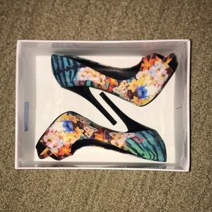 Aldo Multicolor Floral Print Heels